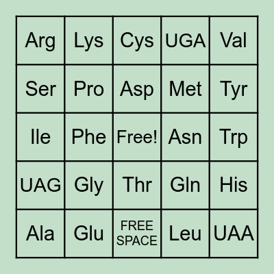 CODON BINGO Card