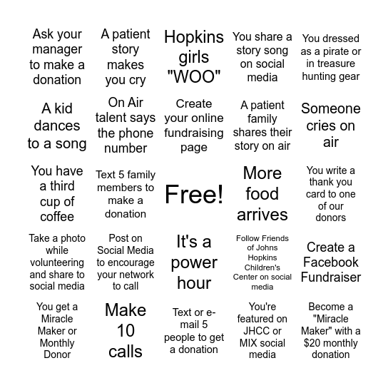 VOLUNTEER BINGO Card