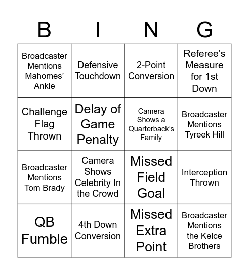 Anti-Bird Party Bingo Card