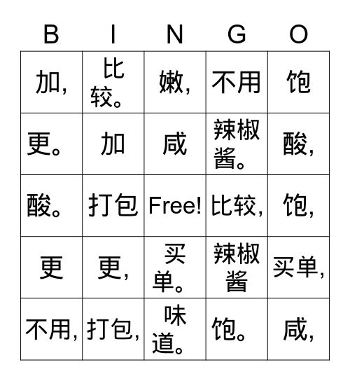 G8 U2.4 SCB Bingo Card