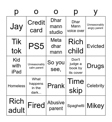 Dhar Mann Bingo Card