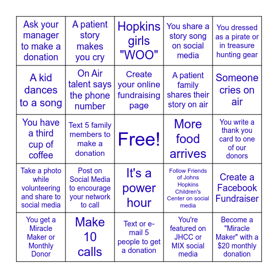 VOLUNTEER BINGO Card