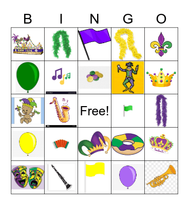 Mardi Gras Bingo Card