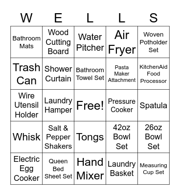 Bridal Shower Bingo Card