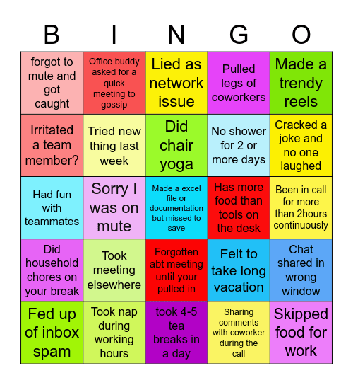 CRAZY BINGO Card