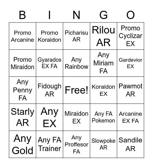 SCARLET VIOLET BINGOOO Bingo Card