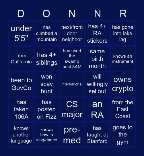 THE DONNER BINGO Card