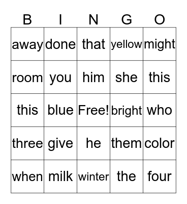 Our Weekly Sight Words! Bingo Card