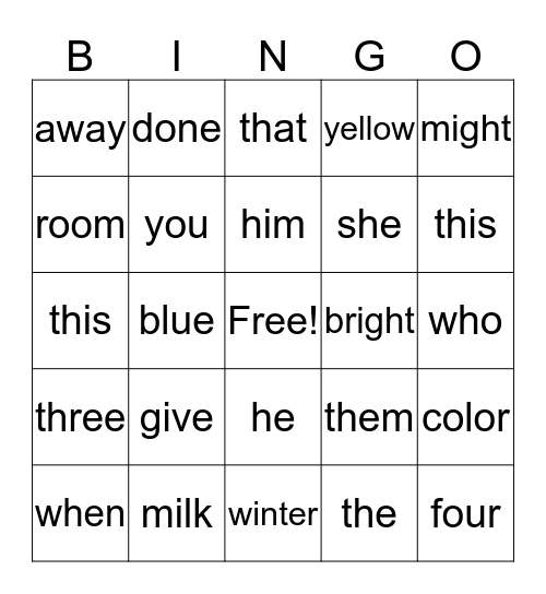Our Weekly Sight Words! Bingo Card