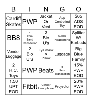 12/6 - 12/12 Bingo Card