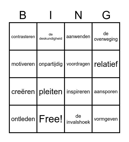 schooltaalwoorden Bingo Card