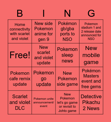 Pokemon day Bingo Card