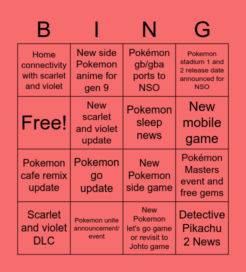 Pokemon day Bingo Card
