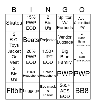 12/6 - 12/12 Bingo Card