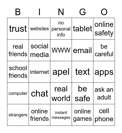 Online Friends Bingo Card