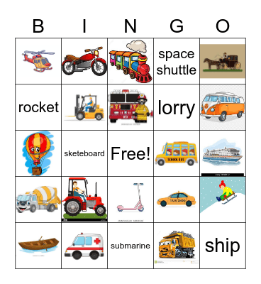 TRANSPORTATION Bingo Card