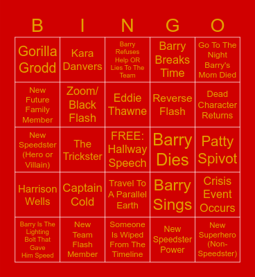 The Flash: Final Season BINGO Card