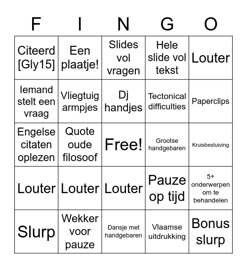 Filosofie bingo Card