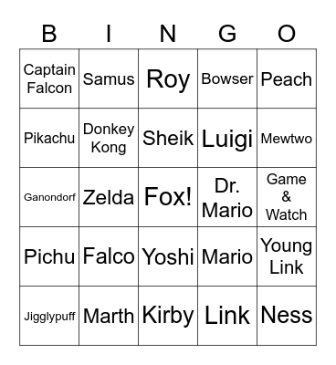 Melee Bingo Card