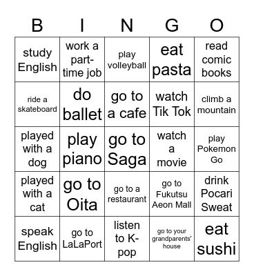 Did you...last weekend? Bingo Card