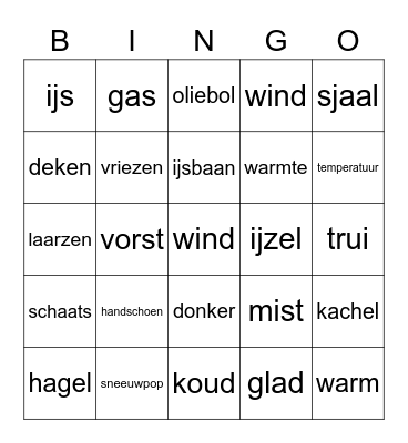 Winter Bingo Card