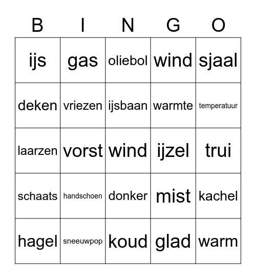 Winter Bingo Card