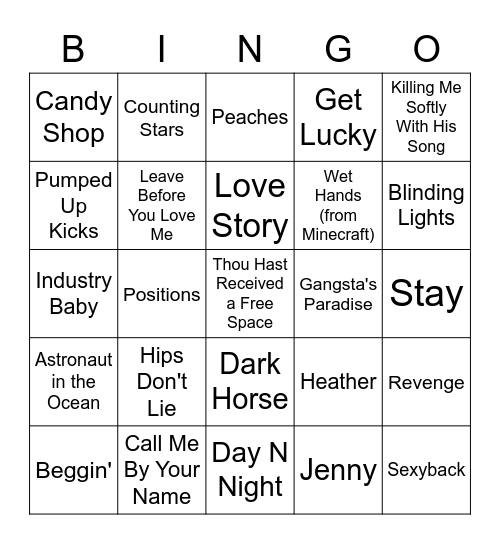 Bardcore Bingo 1 Bingo Card