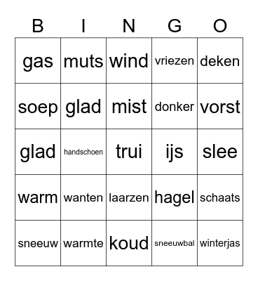 Winter Bingo Card