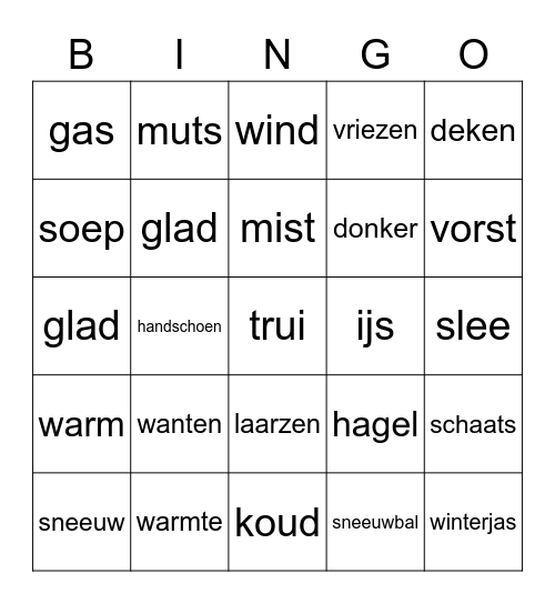 Winter Bingo Card