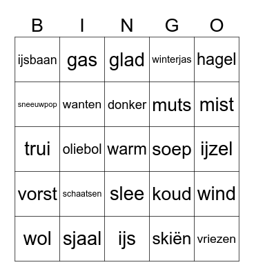 winter Bingo Card