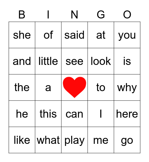Valentine's Day Bingo Card