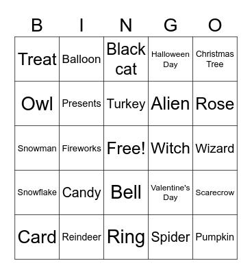 VOCABULARY Bingo Card