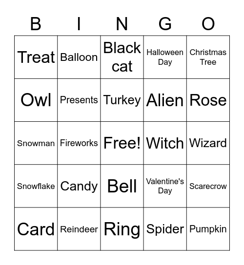 VOCABULARY Bingo Card