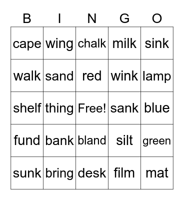 Phonics BINGO Card