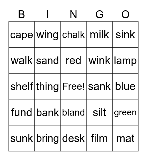 Phonics BINGO Card