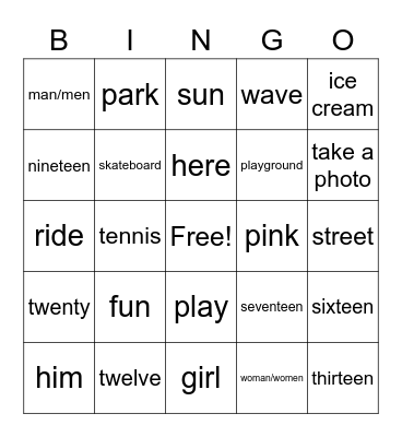 OD1 VOC 8 fun to women Bingo Card