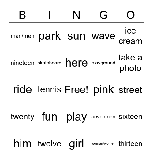 OD1 VOC 8 fun to women Bingo Card