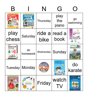 My busy timetable Bingo Card