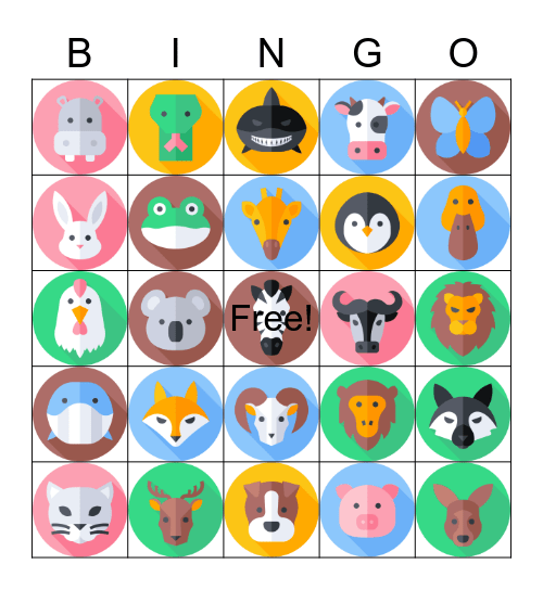 Animals Bingo Card