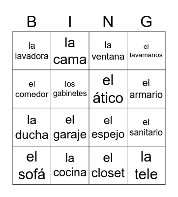 La casa Bingo Card