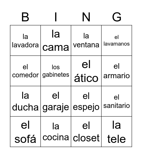 La casa Bingo Card