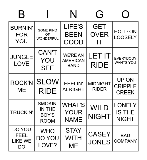 CLASSIC ROCK Bingo Card