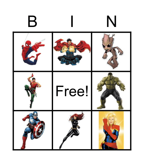 Avengers Bingo Card