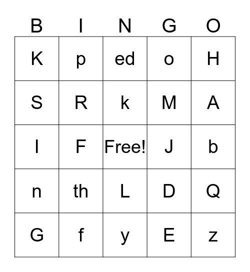 Letter Sound Review Bingo Card