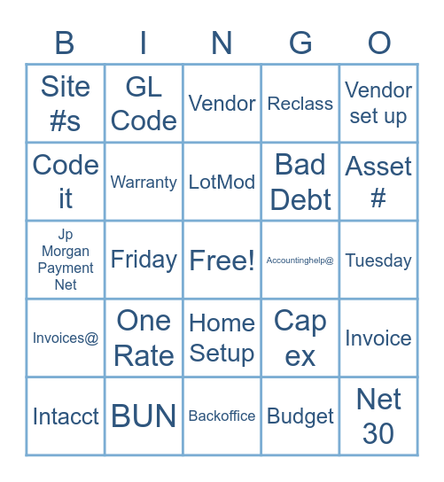 ACCOUNTING Bingo Card