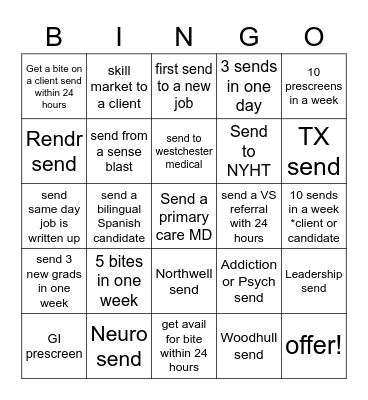 PHY Bingo Card
