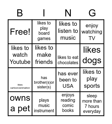 Find Someone who... Bingo Card