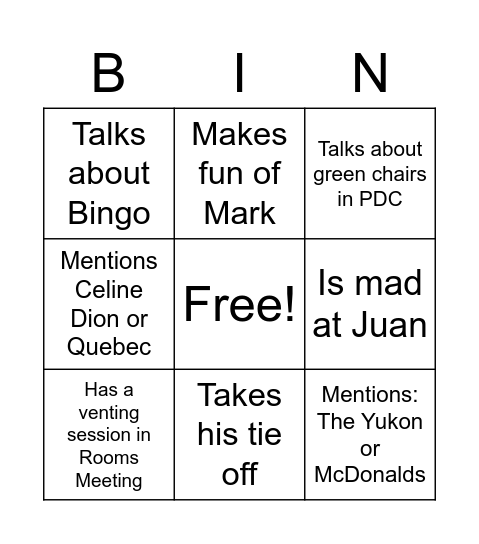 Dan Bingo (2023 Edition) Bingo Card