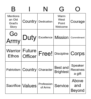 Flipper Dinner Bingo Card