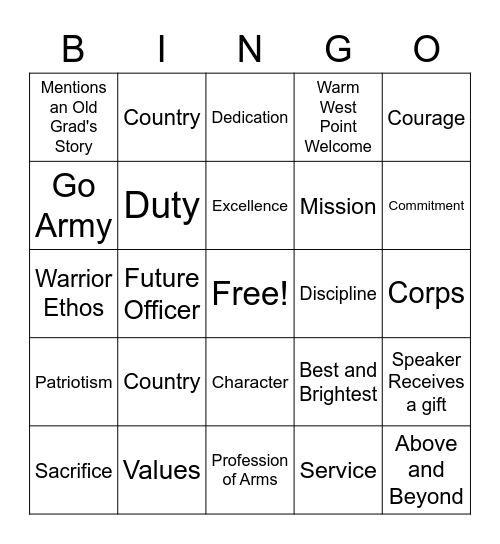 Flipper Dinner Bingo Card